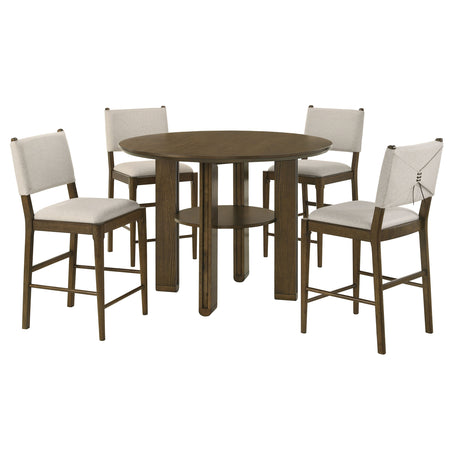 Ottowa Brown 5-piece Round Counter Height Dining Room Set - Ornate Home