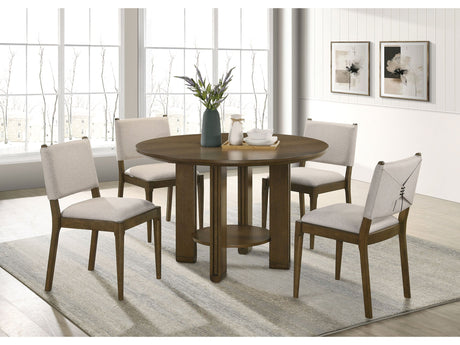 Ottowa Brown 5-piece Round Wood Dining Room Table Set - Ornate Home