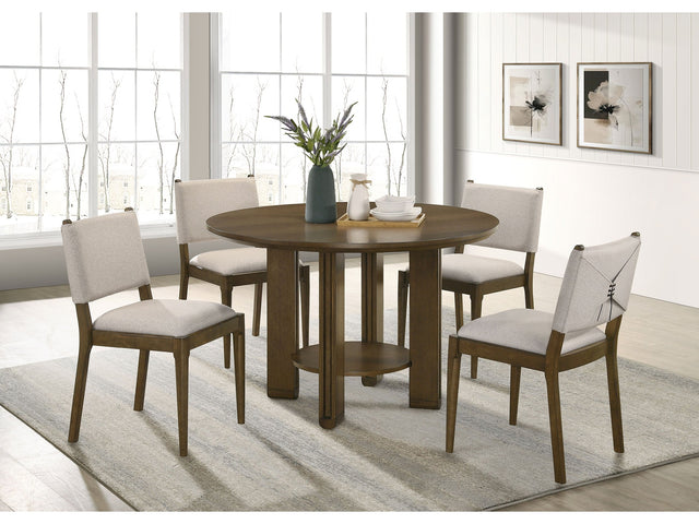 Ottowa Brown 5-piece Round Wood Dining Room Table Set - Ornate Home