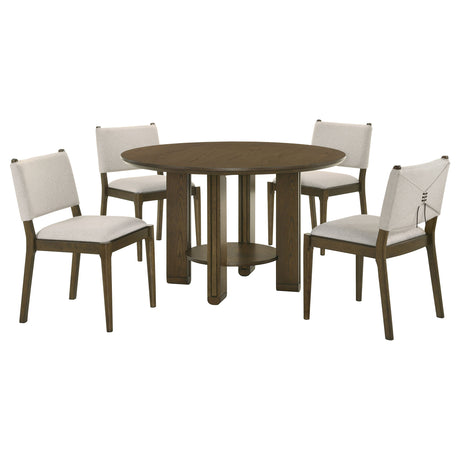 Ottowa Brown 5-piece Round Wood Dining Room Table Set - Ornate Home