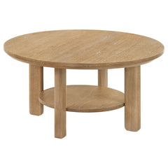Ottowa Light Oak 36-inch Round Wood Cocktail Coffee Table - Ornate Home