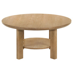 Ottowa Light Oak 36-inch Round Wood Cocktail Coffee Table - Ornate Home