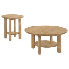 Ottowa Washed Oak 2-piece Round Wood Coffee Table Se - Ornate Home