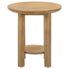 Ottowa Washed Oak 3-piece Round Wood Coffee Table Set - Ornate Home