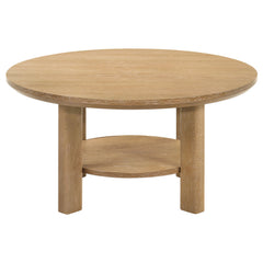 Ottowa Washed Oak 3-piece Round Wood Coffee Table Set - Ornate Home