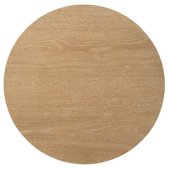 Ottowa Washed Oak Round Wood Side End Table with Shelf - Ornate Home
