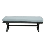 Outdoor Espresso Brown/Light Blue Aluminum Dining Bench w/ Cushion - Ornate Home