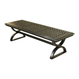 Outdoor Espresso Brown/Light Blue Aluminum Dining Bench w/ Cushion - Ornate Home