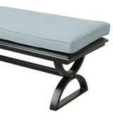 Outdoor Espresso Brown/Light Blue Aluminum Dining Bench w/ Cushion - Ornate Home