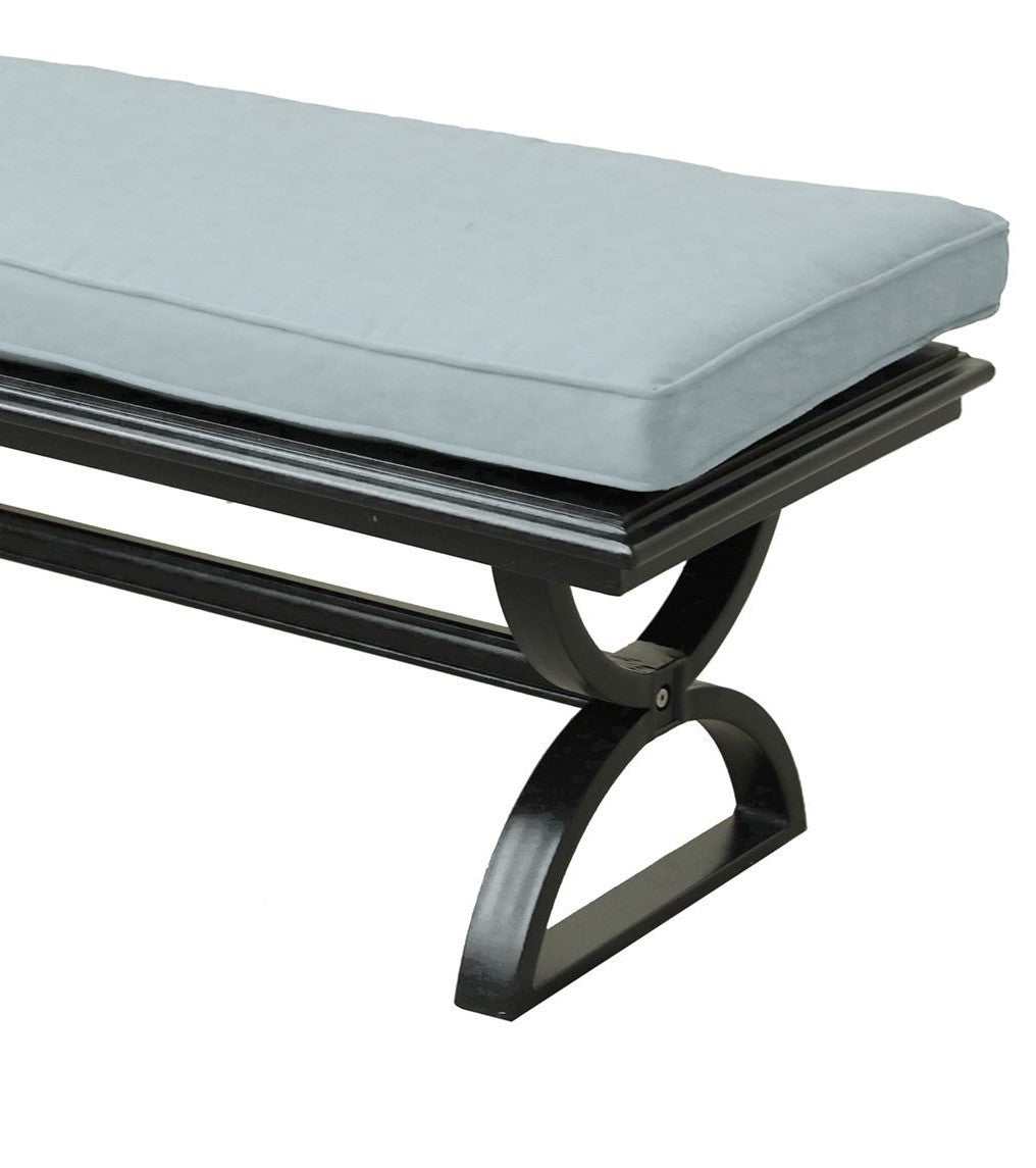 Outdoor Espresso Brown/Light Blue Aluminum Dining Bench w/ Cushion - Ornate Home