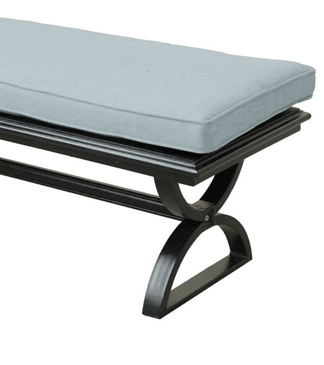 Outdoor Espresso Brown/Light Blue Aluminum Dining Bench w/ Cushion - Ornate Home