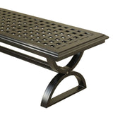 Outdoor Espresso Brown/Light Blue Aluminum Dining Bench w/ Cushion - Ornate Home