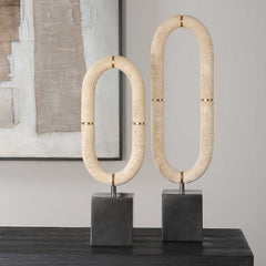 Oval Bronze/Brown/Gold Sculptures Fusion (Set of 2) - Ornate Home