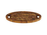 Oval Teak Cutting Board with Juice Groove and Handles - Ornate Home