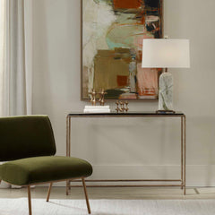 Ovard Brass Minimalist Metal Console Table - Ornate Home