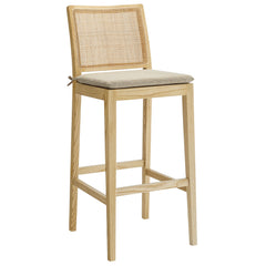 Ovard Natural Wood and Rattan Bar Stool - Ornate Home