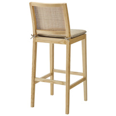 Ovard Natural Wood and Rattan Bar Stool - Ornate Home