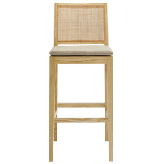 Ovard Natural Wood and Rattan Bar Stool - Ornate Home