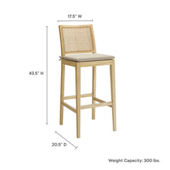 Ovard Natural Wood and Rattan Bar Stool - Ornate Home