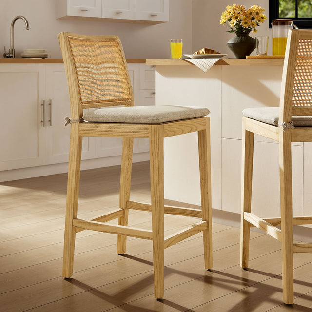 Ovard Natural Wood and Rattan Counter Stool - Ornate Home