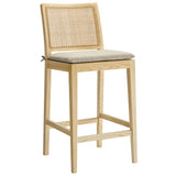 Ovard Natural Wood and Rattan Counter Stool - Ornate Home