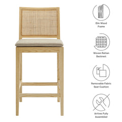 Ovard Natural Wood and Rattan Counter Stool - Ornate Home