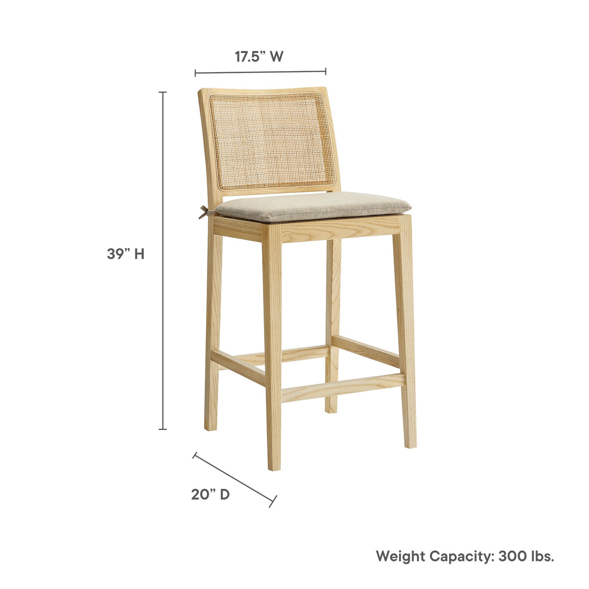 Ovard Natural Wood and Rattan Counter Stool - Ornate Home