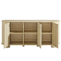 Overture 63" Oval Faux Travertine Sideboard - Ornate Home