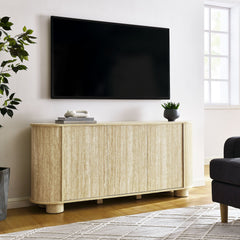 Overture 63" Oval Faux Travertine Sideboard - Ornate Home