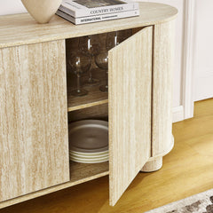 Overture 63" Oval Faux Travertine Sideboard - Ornate Home