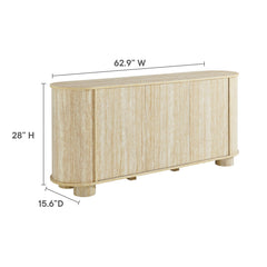 Overture 63" Oval Faux Travertine Sideboard - Ornate Home