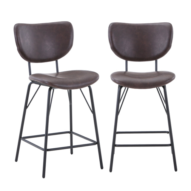 Owen Dark Brown Uph Stool (Set of 2) - Ornate Home