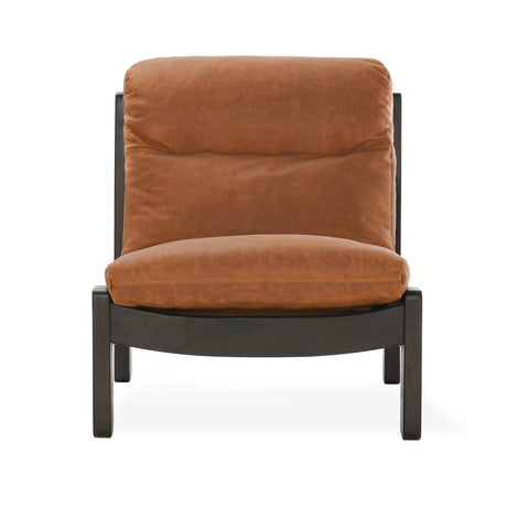 Owen Maple Brown Leather Accent Chair - Ornate Home