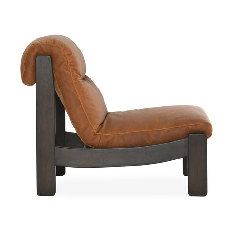 Owen Maple Brown Leather Accent Chair - Ornate Home