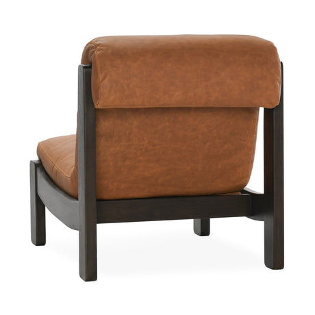 Owen Maple Brown Leather Accent Chair - Ornate Home