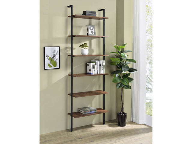 Owens Walnut 6-shelf Wall Shelf - Ornate Home