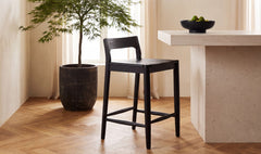 Owing Black Oak Counter Low Back Stool Black - Ornate Home