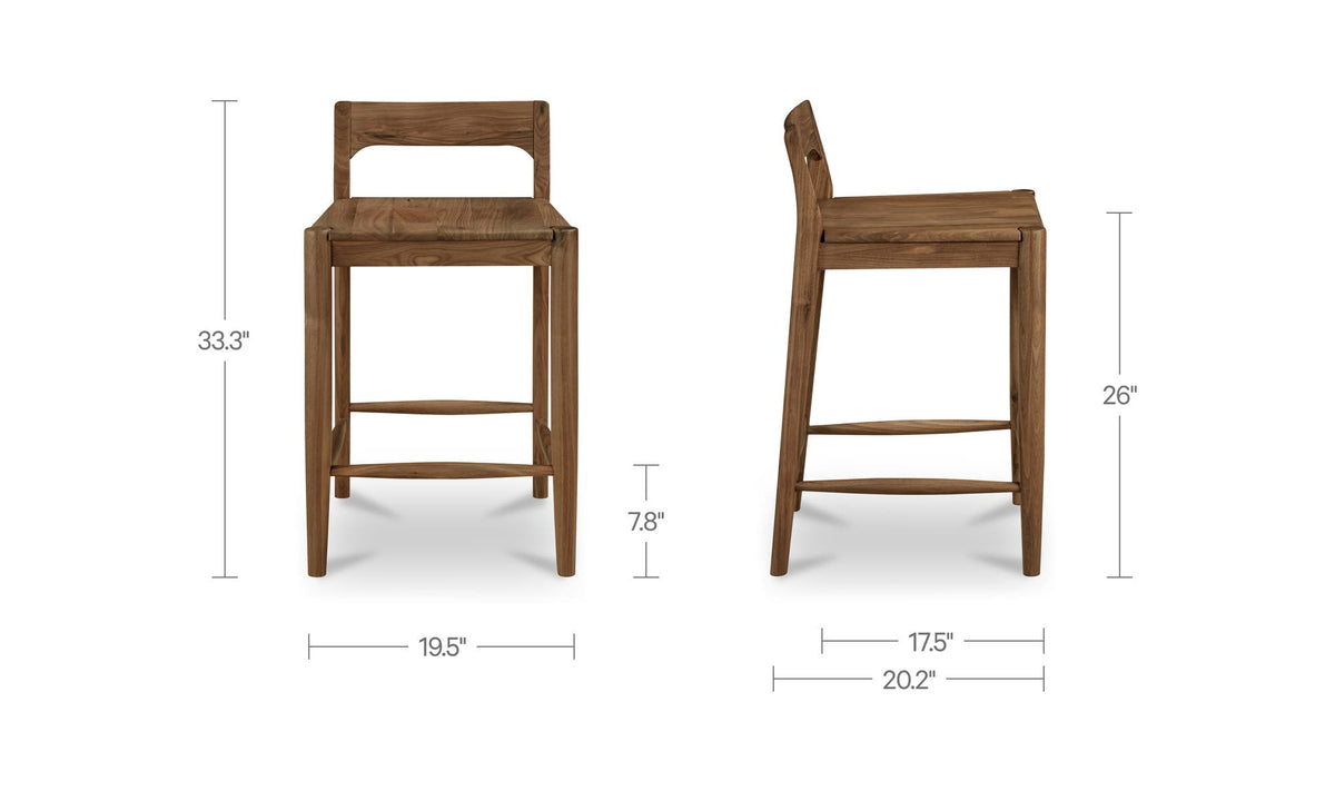 Owing Walnut Counter Low Back Stool