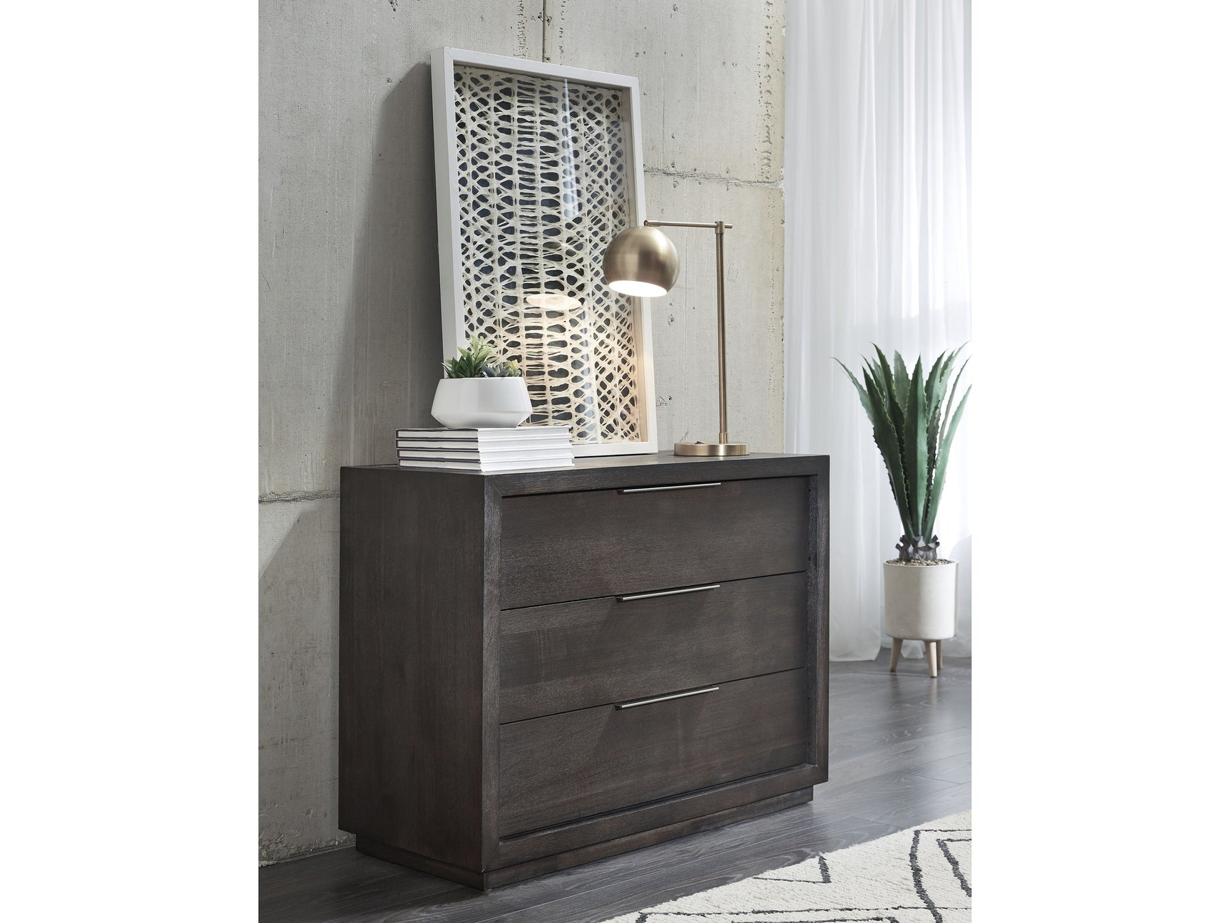 Oxford 3 Drawer Nightstand in Basalt Grey - Ornate Home