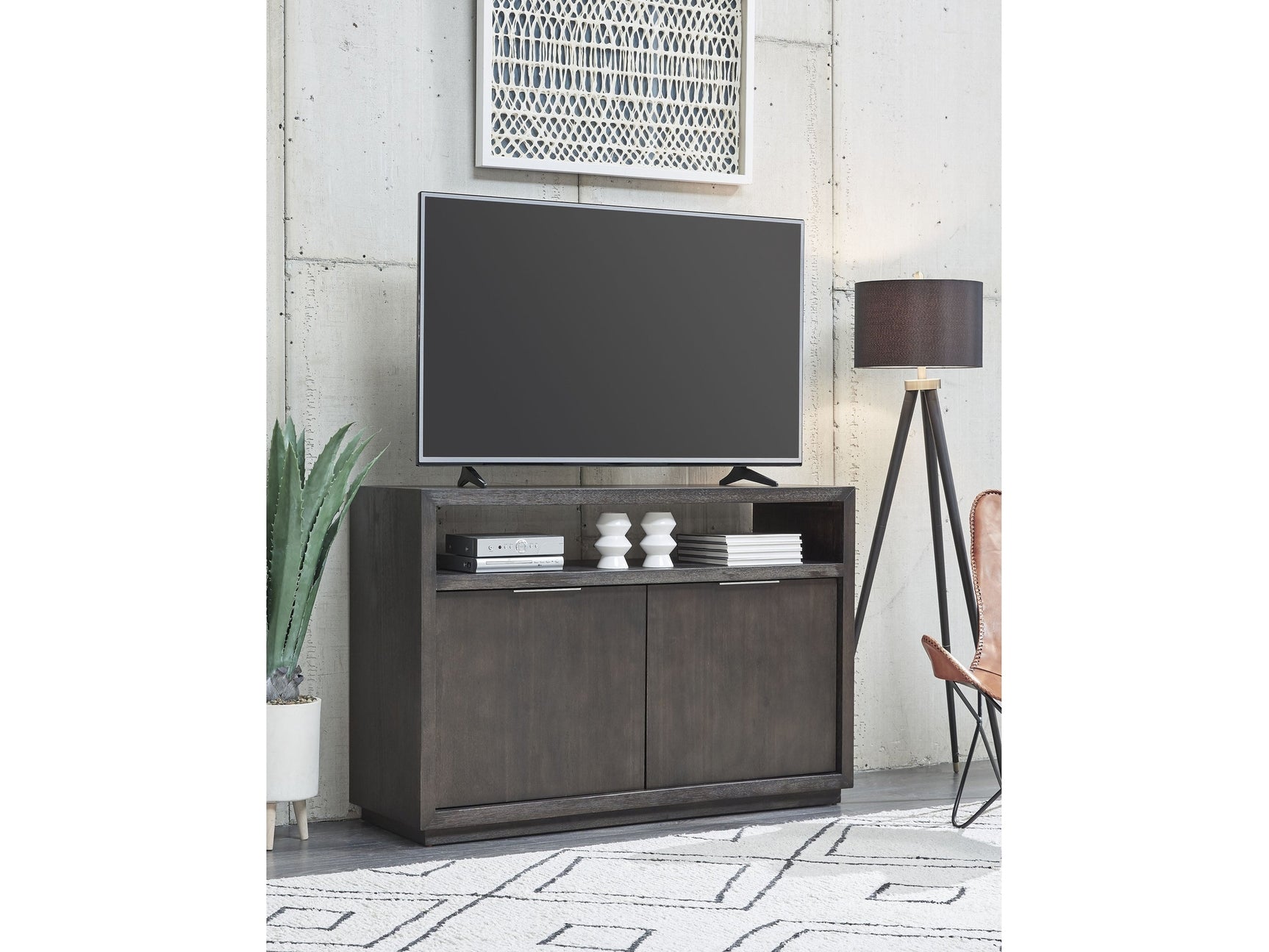 Oxford Solid Wood 54 inch Media Console in Basalt Grey - Ornate Home