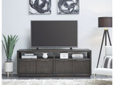 Oxford Solid Wood 74 inch Media Console in Basalt Grey - Ornate Home