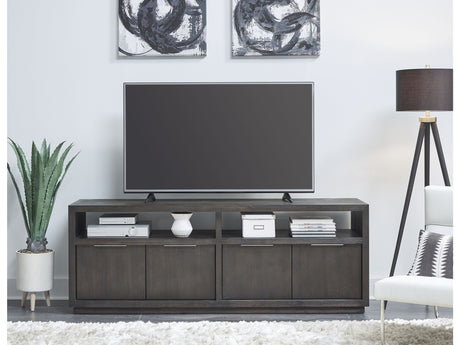Oxford Solid Wood 74 inch Media Console in Basalt Grey - Ornate Home