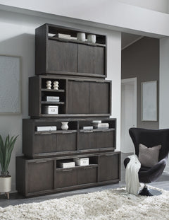 Oxford Solid Wood 74 inch Media Console in Basalt Grey - Ornate Home