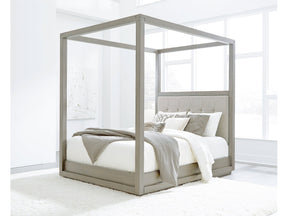 Oxford Upholstered California King Canopy Bed in Mineral - Ornate Home
