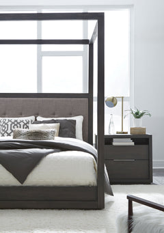 Oxford Upholstered Eastern King Canopy Bed in Dolphin - Ornate Home
