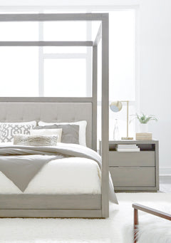 Oxford Upholstered Eastern King Canopy Bed in Mineral - Ornate Home