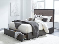 Oxford Upholstered Footboard Eastern King Storage Bed in Dolphin - Ornate Home