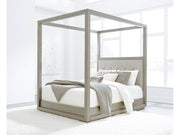 Oxford Upholstered Full Canopy Bed in Mineral - Ornate Home