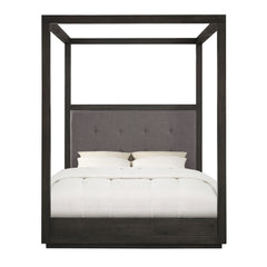 Oxford Upholstered Queen Canopy Bed in Dolphin - Ornate Home
