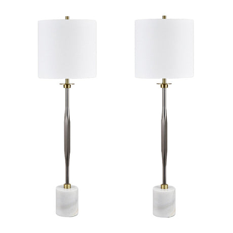 Oxley Silver/White Buffet Lamp (Set of 2) - Ornate Home